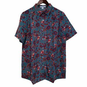 Only Necessities Button Up Short Sleeve Shirt Paisley 14/16